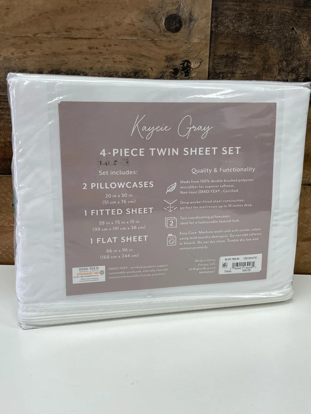 NEW Kaycie Gray Twin 4-Piece White Sheet Set | Super Soft Microfiber